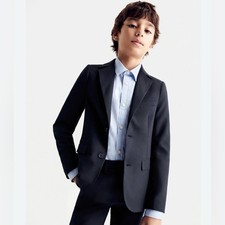 J. CREW CREWCUTS Boys Navy Blazer Wool Jacket Suit Sport Coat Blue Thompson 3T