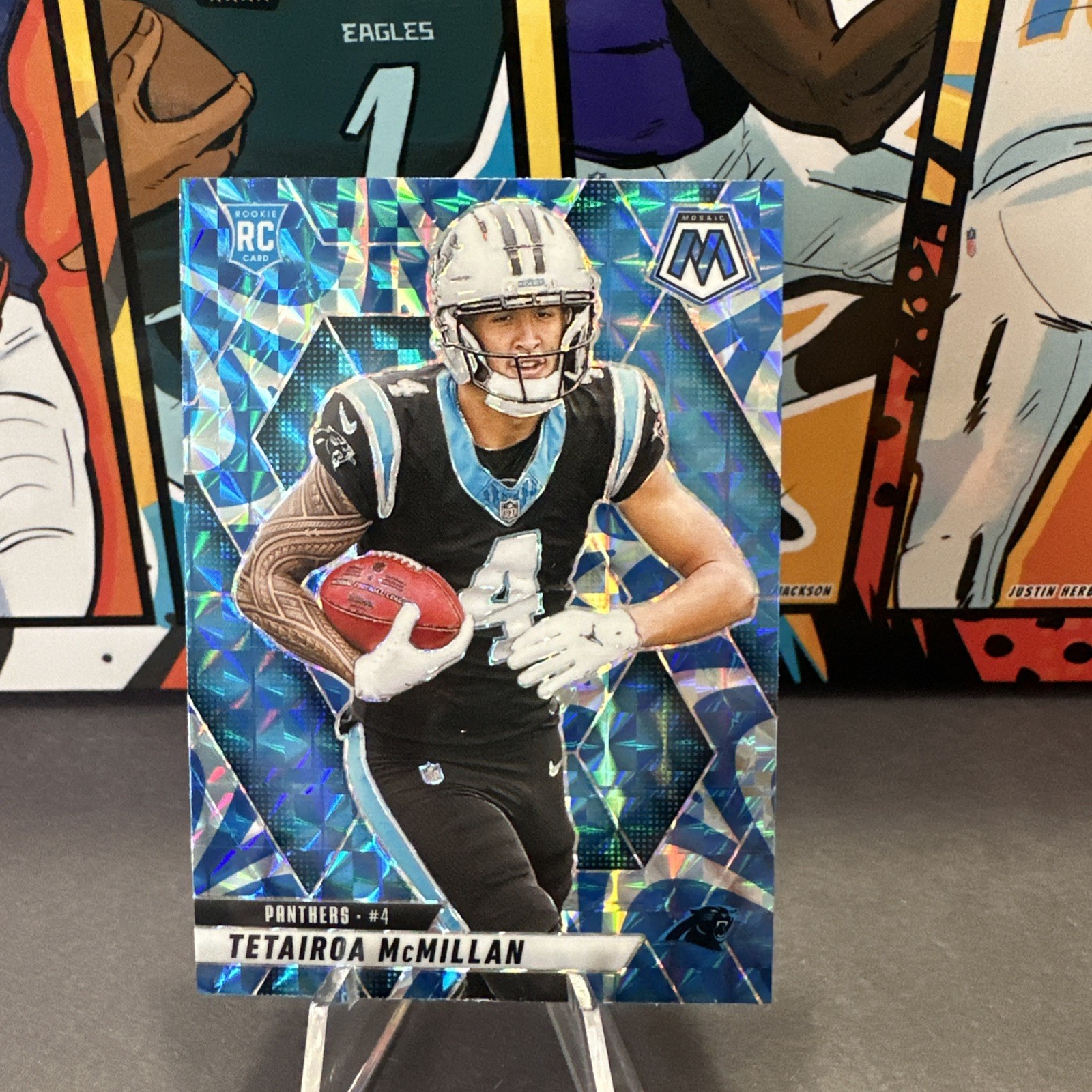 Tetairoa McMillan 2025 Panini Mosaic - #309 Blue Reactive Mosaic Prizm (RC)