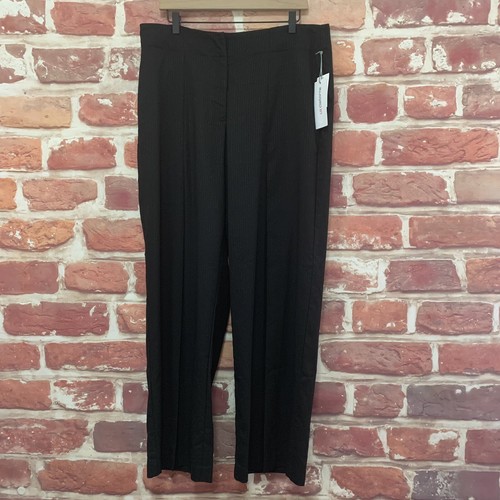 Liz Claiborne Pants Womens Size 14 Black Pinstripe Metallic Office Work Trousers