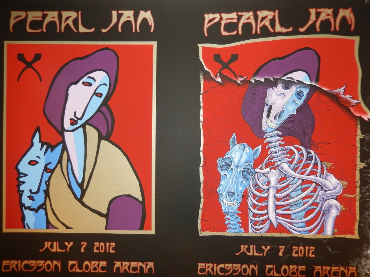 Pearl Jam Concert Poster EMEK Stanley Mouse Stockholm 2012 L/E