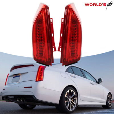 Pair LED Tail Lights Lamp For 2013-2017 Cadillac ATS Rear Left+Right Side Chrome