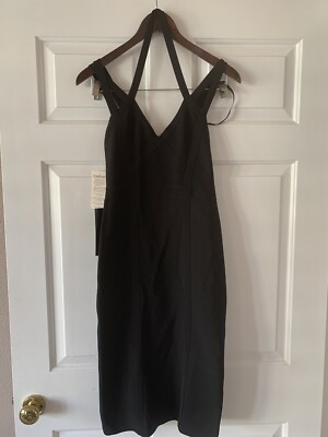 NWT Bebe Black BodyCon 3 Strap Midi Dress Small | eBay