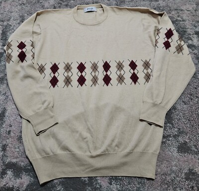 Pringle Of Scotland Herren Rundhals Pullover Gr. L extrafeine Merinowolle Argyle 