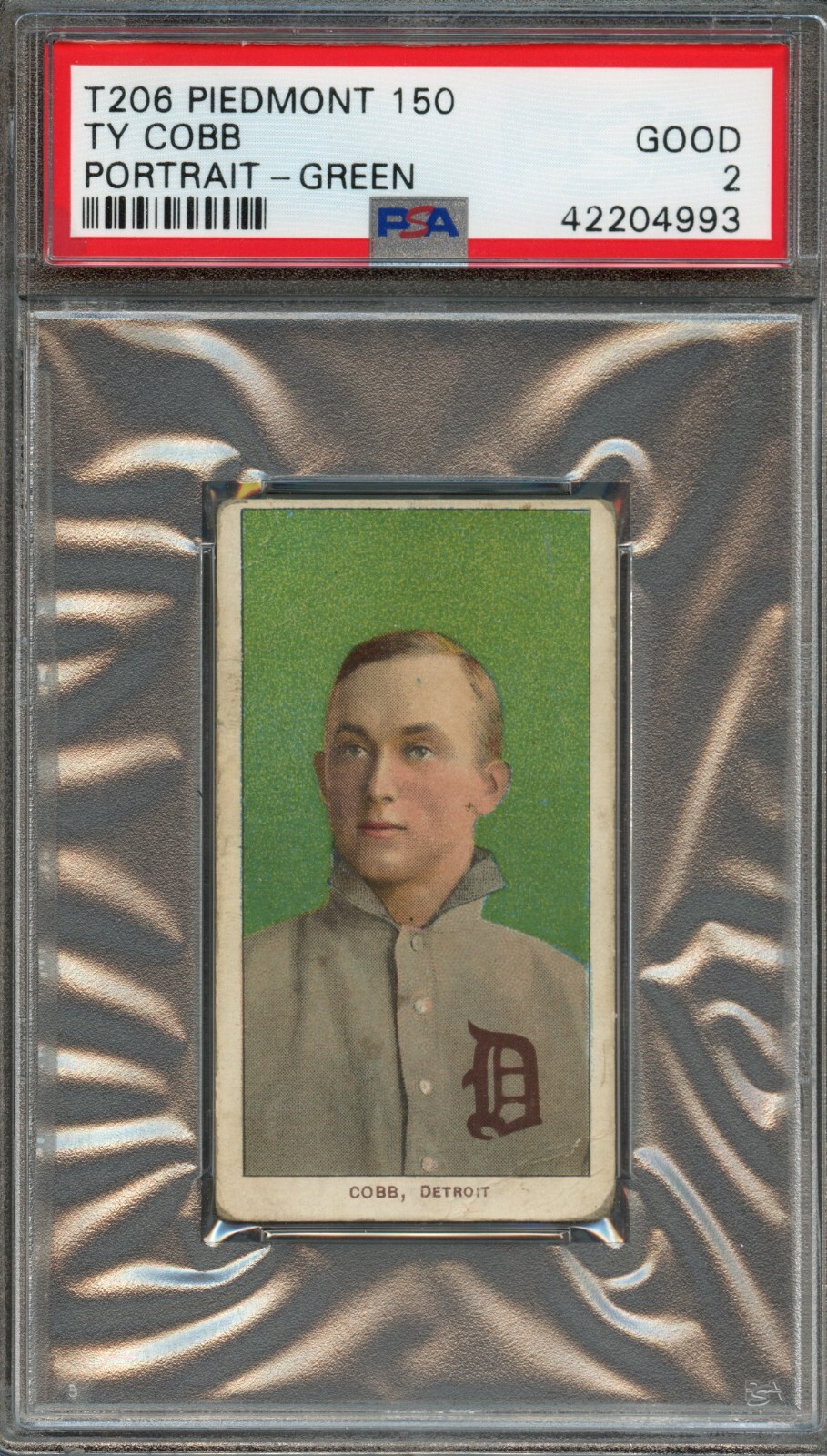 BB - 1909 - T206 - Piedmont 150 - Ty Cobb Portrait Green - PSA 2 - GOOD
