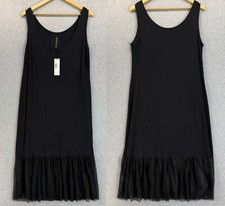 Gershon Bram Womens Black Midi Clara Dress Tulle Hem Tank Sleeveless Large NWT