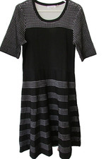 Calvin Klein black And White Fit And Flare stretch Dress Sz large-NEW