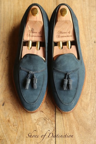 Scarpe mocassini uomo Joseph Cheaney blu scamosciato con nappe UK 8,5 F US 9,5 EU 42,5 - Foto 5 di 11