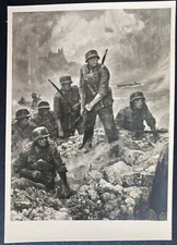 Mint Germany Picture Postcard Army Wehrmact Art Series crossing on upper rhine