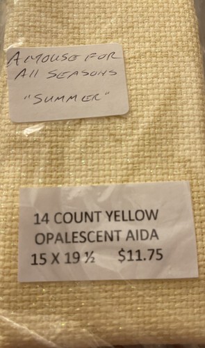 4 Pieces Opalescent 14 Count Aida Blue Green Yellow Pink Lot 15 X18 “ Fabric - Picture 4 of 5