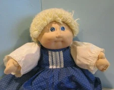   Cabbage Patch Kids 16", Xavier Roberts baby doll 1985 YELLOW YARN BLUE EYES