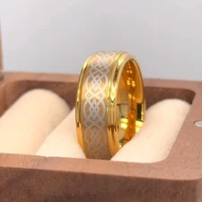 Celtic Wedding Band Celtic Knot Tungsten Wedding Ring High Polished Stepped Edge