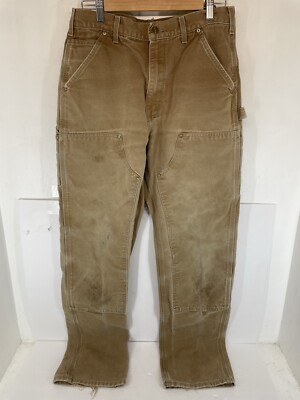 Carhartt B01-M Brown Double Knee Work Pants 32x36 Loose Fit USA Union Made 