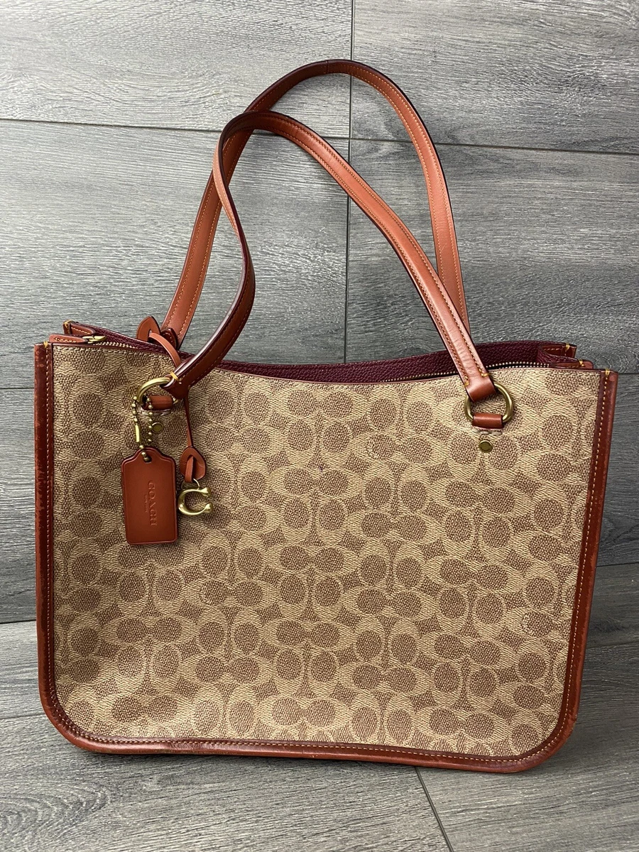 🌺Coach Tyler Carryall In Signature Canvas Tan/Rust Shoulder Bag