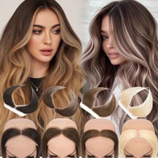 Toupee Frontal Hairpiece Lace Skin Tone Remy Human Hair Forehead Hairline THICK