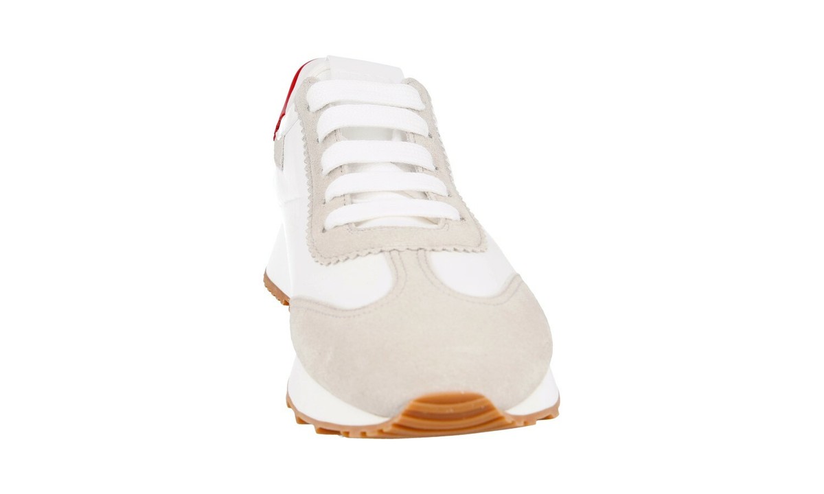 AUTH LUXURY PRADA SNEAKERS SHOES 1E369L WHITE SUEDE NEW US 7