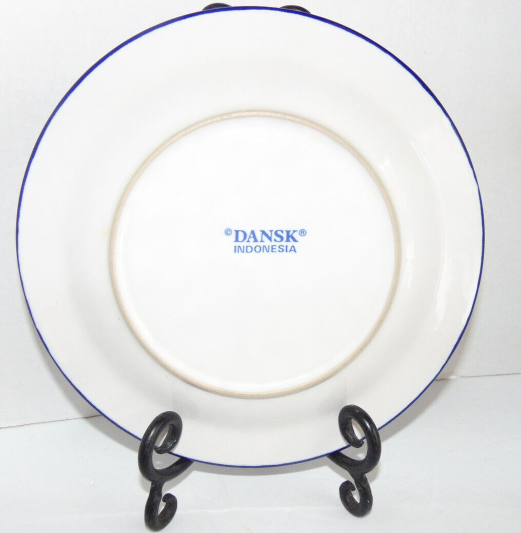 DANSK San Nicolo Dinner Plates 10 3/4" Blue Yellow Floral Indonesia NICE