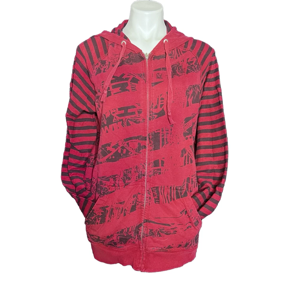 Sudadera con Capucha Hawk Roja Negra Patinador Surfer Cremallera Frontal Logo Talla XL Foto 2 de 4