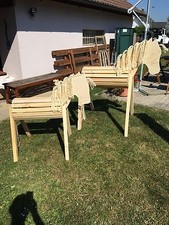 2 x Holzpferd, Holzpony, Voltigierpferd, Fohlen mit festen Kopf und Ohren Neu