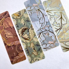 5 William Morris Bookmarks Leaf Designs with Gold Accents