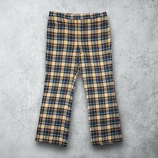 Vintage 60s 70s DAKS Bell Bottom Plaid Disco Hippie Pants Men's Size 36x31