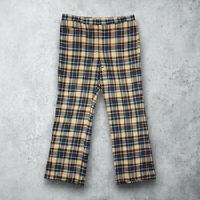Vintage 60s 70s DAKS Bell Bottom Plaid Disco Hippie Pants Men's Size 36x31