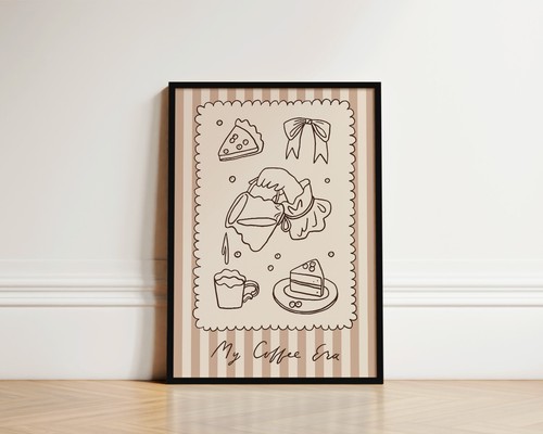 Impresión artística de My Coffee Era marrón neutro café cocina imagen póster obras de arte de pared - Imagen 7 de 21