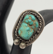 Navajo Vintage STerling SIlver Turquoise Ring Size 5 Chunky Turq