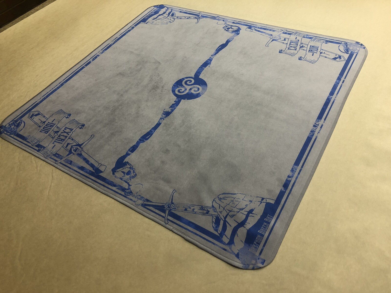 2 Player Gray Cloth Playmat Grey Stitched Border Perfect For Yugioh And MTG eBay