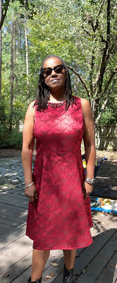 white christmas dresses Liz Claiborne Sleeveless Blue Dress With Belted Waist 16 US main image 0