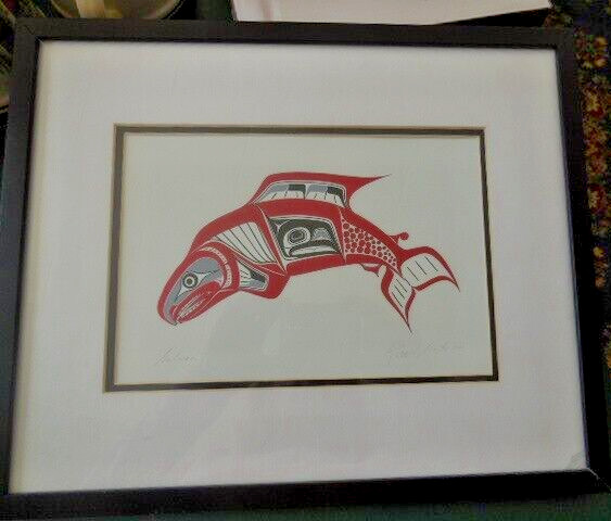 SALMON by Northern Tuchone artist Richard Shorty - Signed Framed