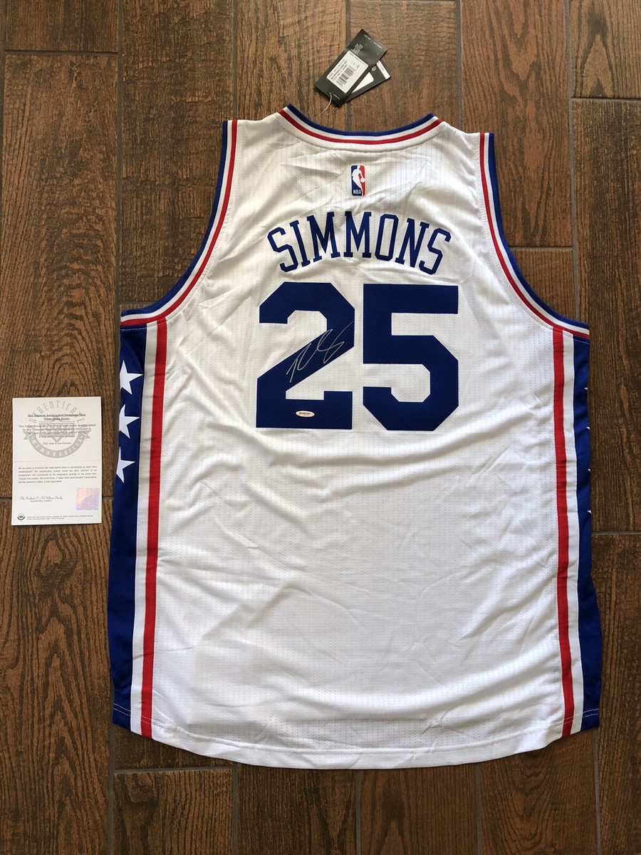 BEN SIMMONS Autographed Sixers Home White Jersey UDA