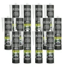 Adhesive Guru AG340 Clear Silicone Sealant (12x10.14 fl oz), 100% Silicone Caulk