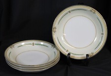 4 Vtg Meito China Elba Bowls Lot Japan Cereal Soup 7.5" Teal Green Pristine
