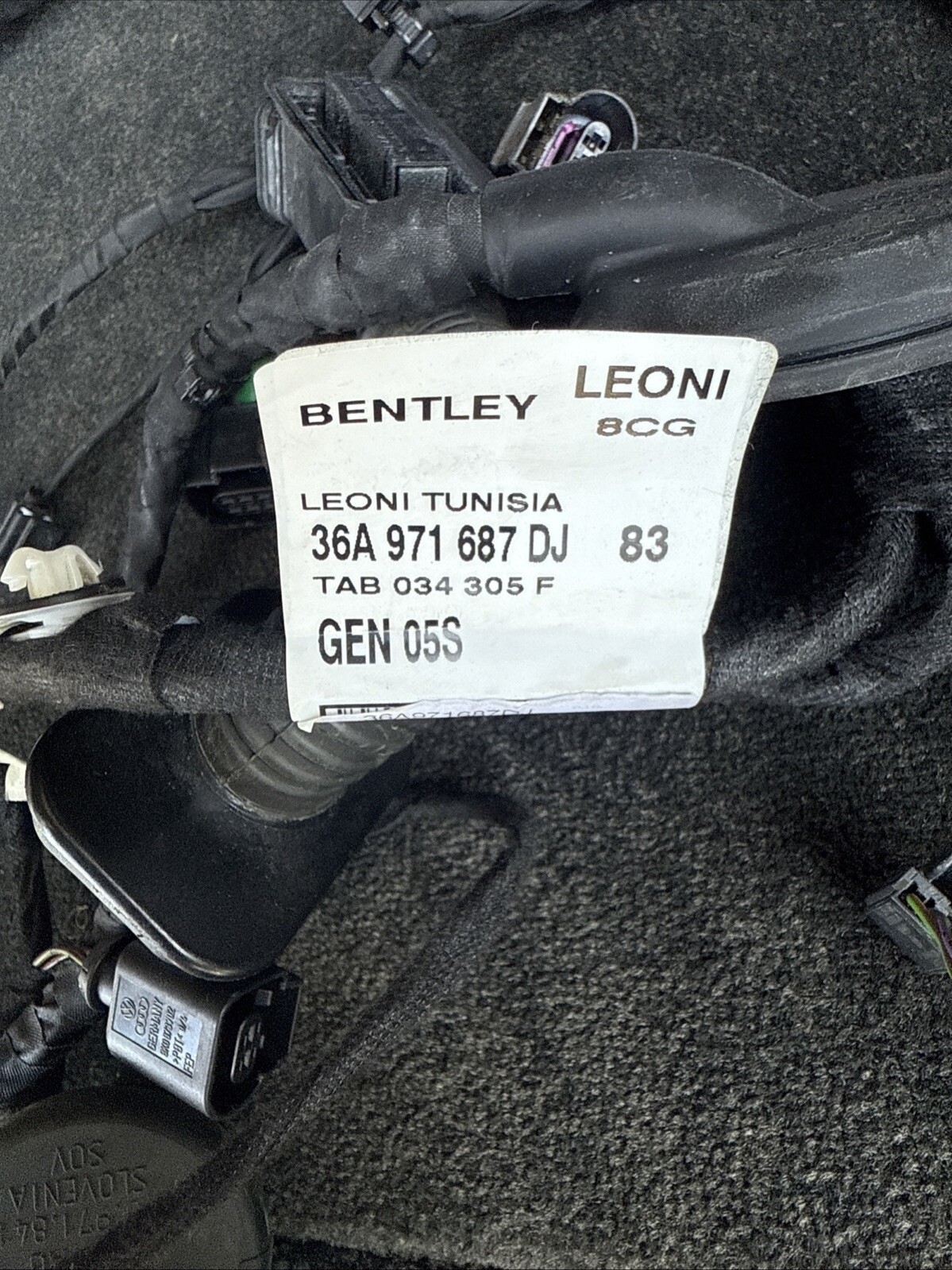 Rear Left Side Door Wire Wiring Harness Assembly OEM 36A971687 Bentley Bentayga