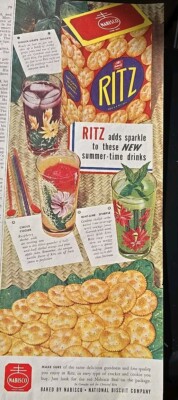 1942 Ritz Crackers swanky swigs ginger grape mint lime circus cooler  vintage ad