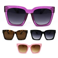 Womens XL Oversize Horned Rim Thick Plastic Retro Sunglasses