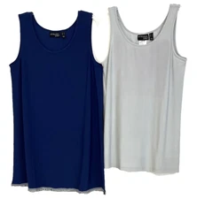 Attitudes Renee Jersey Tunic Shirt Tank Set Sz M Blue Gray A353138 Women CB78Z