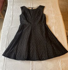 Ann Taylor LOFT Black Eyelet Sleeveless A-Line Dress Size 10