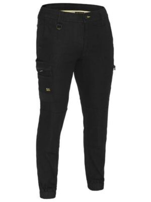 BISLEY FLX & MOVE Stretch Denim Cargo Cuffed Pants BLACK