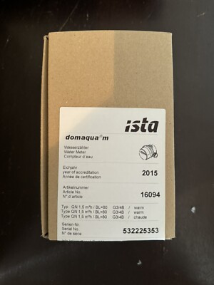 ISTA 16094 (QN 1,5m³h/BL=110mm G3/4B/warm) domaqua WASSERZÄHLER Neu OVP