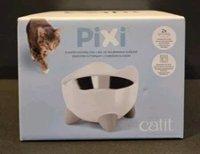 Catit PIXI Elevated Feeding Dish Cat Food Ergonomic Raised Bowl & 2 Steel Dishes