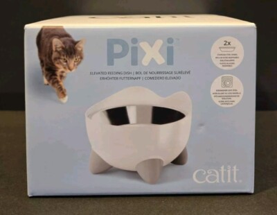 Catit PIXI Elevated Feeding Dish Cat Food Ergonomic Raised Bowl Steel  Dishes