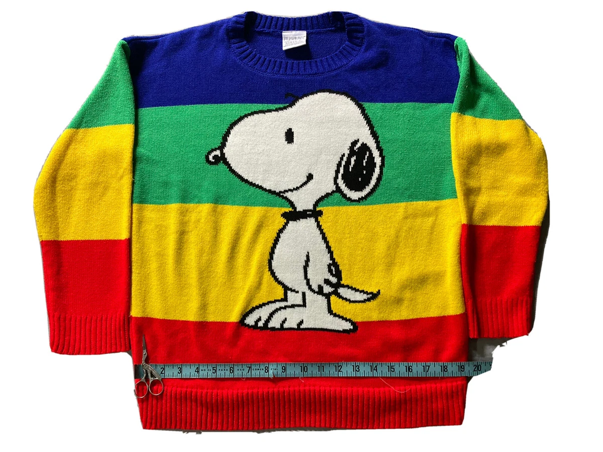 Peanuts Snoopy Rainbow Stripe Crew Neck Sweater Sweatshirt Medium Forever  21 | eBay