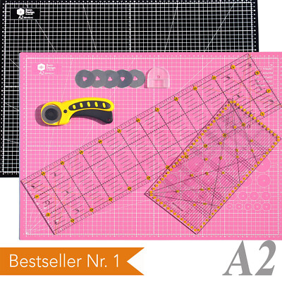 45mm Rollschneider SET A2 60x45 Schneidematte selbstheilend 2x Patchwork Lineal