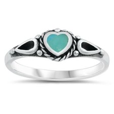 Heart Turquoise Promise Ring New .925 Sterling Silver Band Sizes 4-10