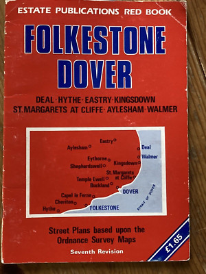 1989 ESTATE PUBLICATIONS RED MAP BOOK FOLKESTONE DOVER DEAL SEVENTH REVISION