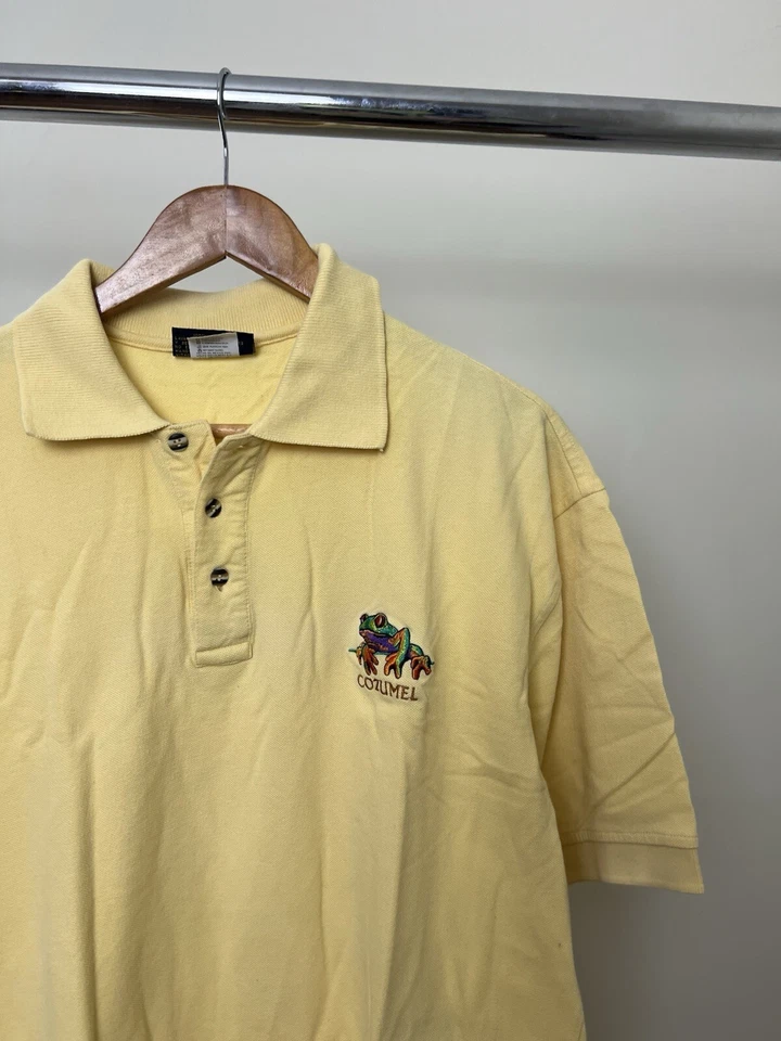Camisa Polo Vintage Cozumel México Lagarto Adulto XL Amarilla Bordada Para Hombre Foto 2 de 4