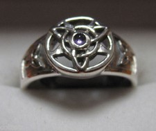 DRUIDENRING 0,925 Sterlingsilber Pentagramm Triquetra mit Amethyst von Peter Stone