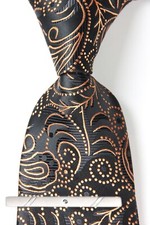 New Classic Paisley Black Gold JACQUARD WOVEN 100 Silk Men's Necktie Tie