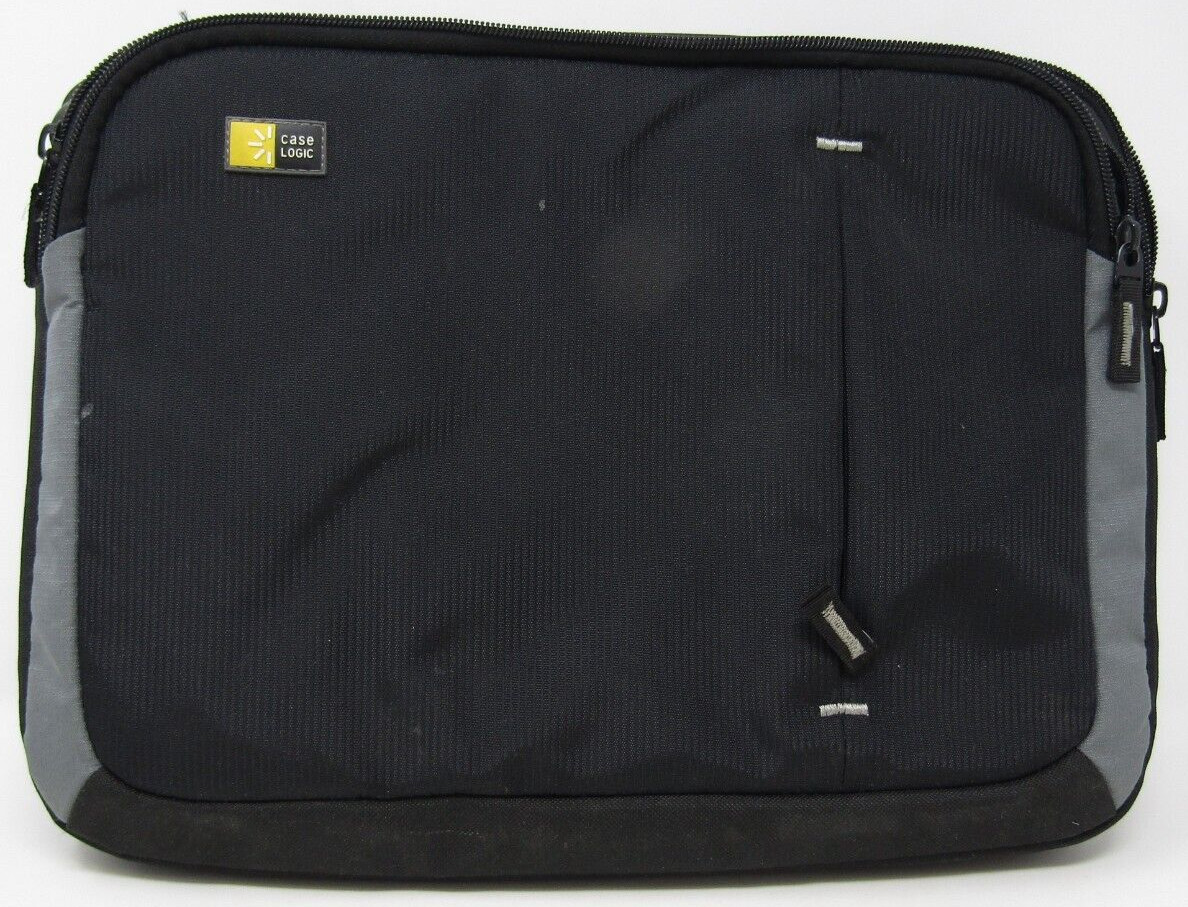 Case Logic Laptop Bag Messenger Shoulder Strap & Handles Black Gray 12" - 15"